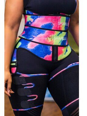 Neon 3-in-1 Waist Trainer Thigh Trimmer Set Neoprene Sculpting Sauna Suit